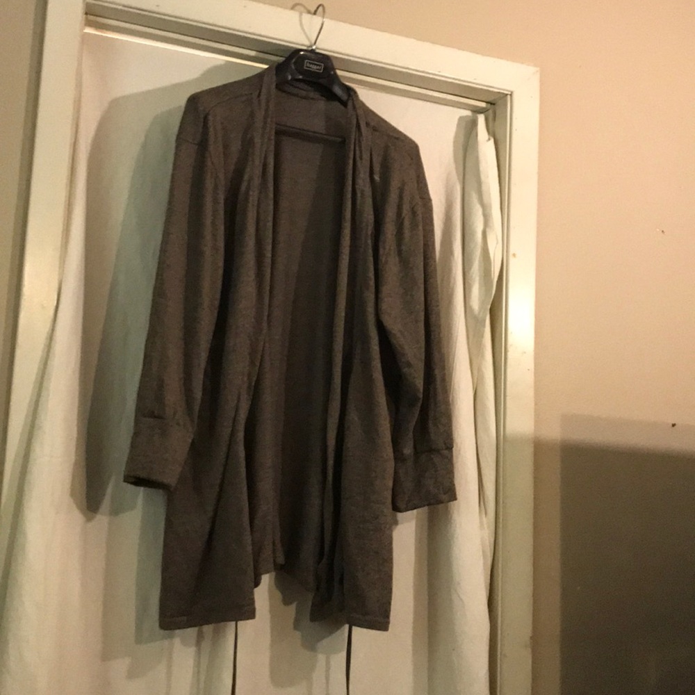 A gray sweater jacket
